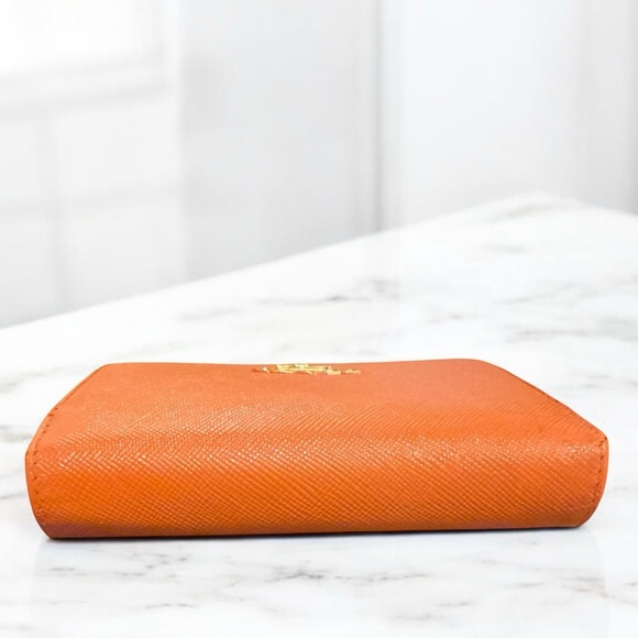 Prada Saffiano Leather Bifold Wallet - Orange - Picture 3 of 10